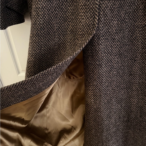 Vintage Brooks Brothers Brown Wool Herringbone Trench Coat - Picture 6 of 10